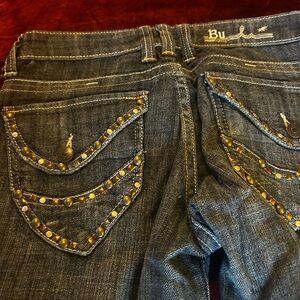 Vintage Bullhead Dark Blue Studded Pocket Ankle Jeans